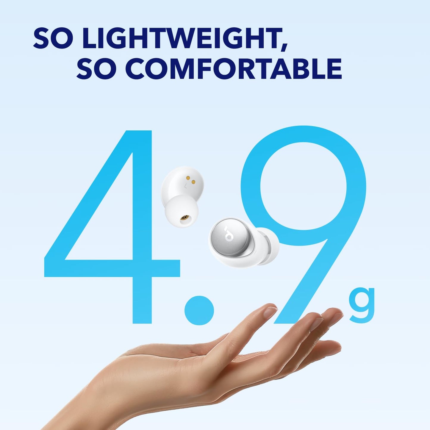 Soundcore by Anker Space A40 Auto-Adjustable Active Noise Cancelling Wireless Earbuds, Reduce Noise by Up to 98%, 50H Playtime, Comfortable Fit, App Customization, Wireless Charge (White)