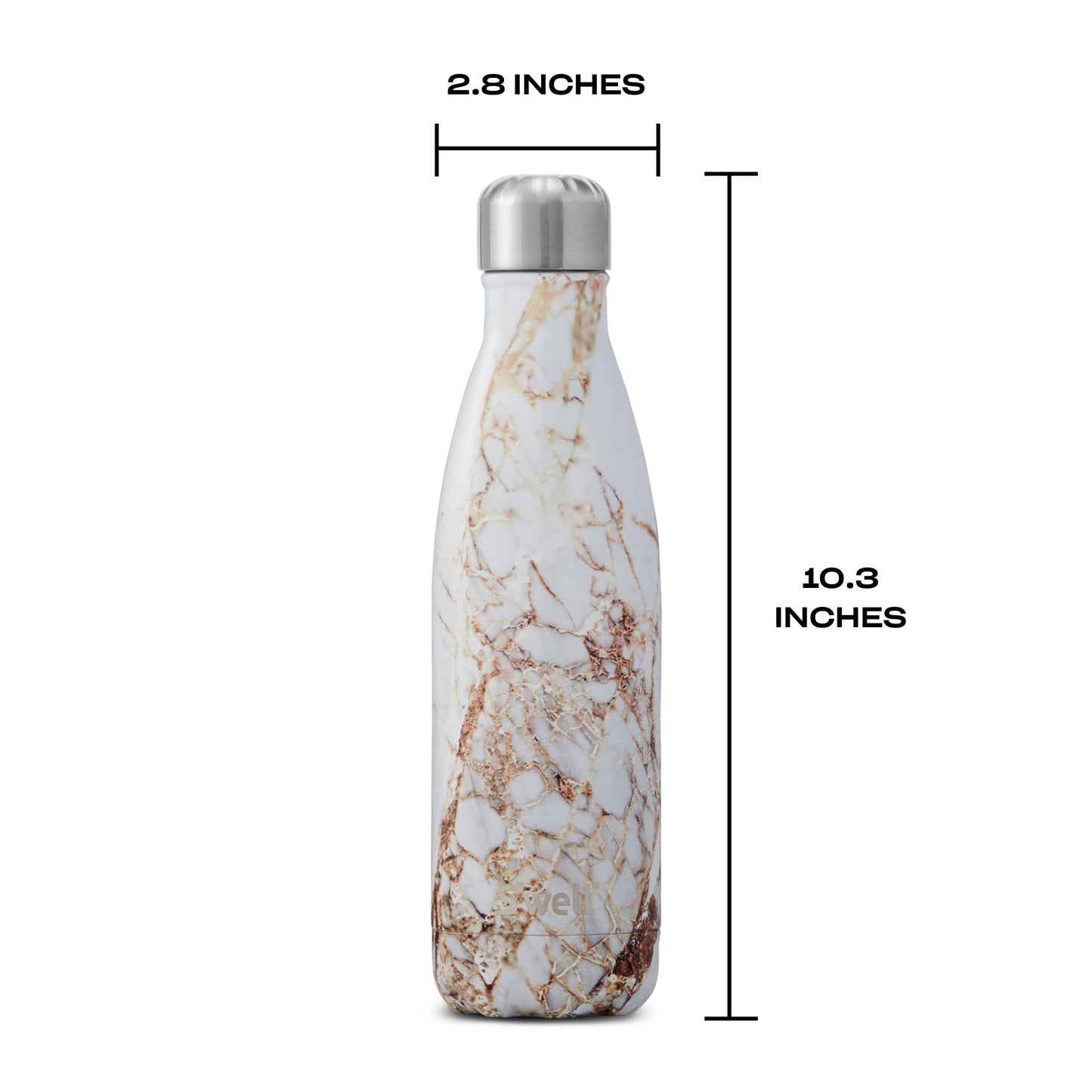 S'well Stainless Steel Water Bottle, 17oz, Calacatta Gold, Triple Layered Vacuum Insulated Containers Keeps Drinks Cold for 36 Hours and Hot for 18, BPA Free, Perfect for On the Go