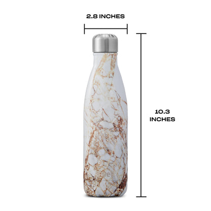 S'well Stainless Steel Water Bottle, 17oz, Calacatta Gold, Triple Layered Vacuum Insulated Containers Keeps Drinks Cold for 36 Hours and Hot for 18, BPA Free, Perfect for On the Go