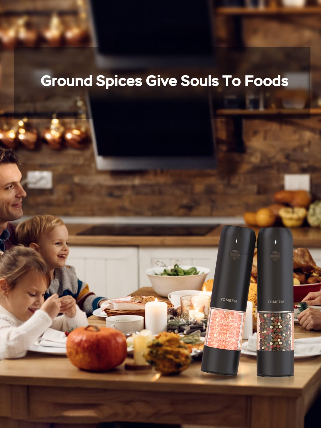 Upgraded Larger Capacity: Electric Salt and Pepper Grinder Set Rechargeable with LED lights - Stainless Steel Automatic Pepper and Salt Grinder Refillable with 6 Adjustable Coarseness