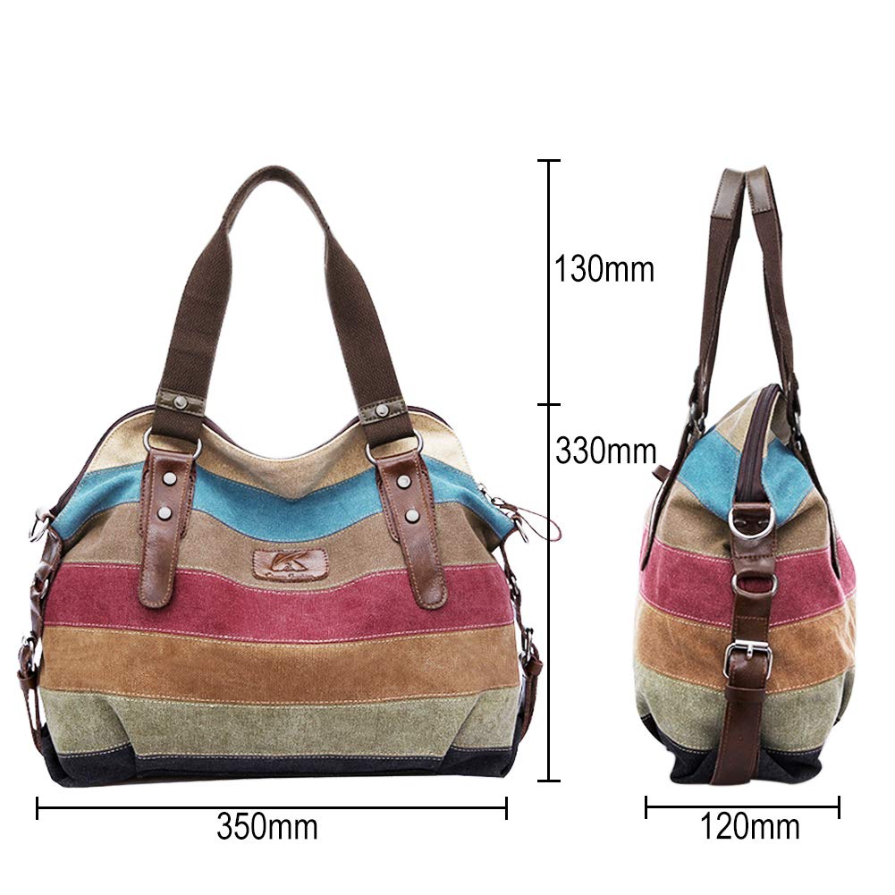 SNUG STAR Canvas Handbag Multi-Color Striped Lattice Cross Body Shoulder Purse Bag Tote-Handbag for Women (Multi Color D)