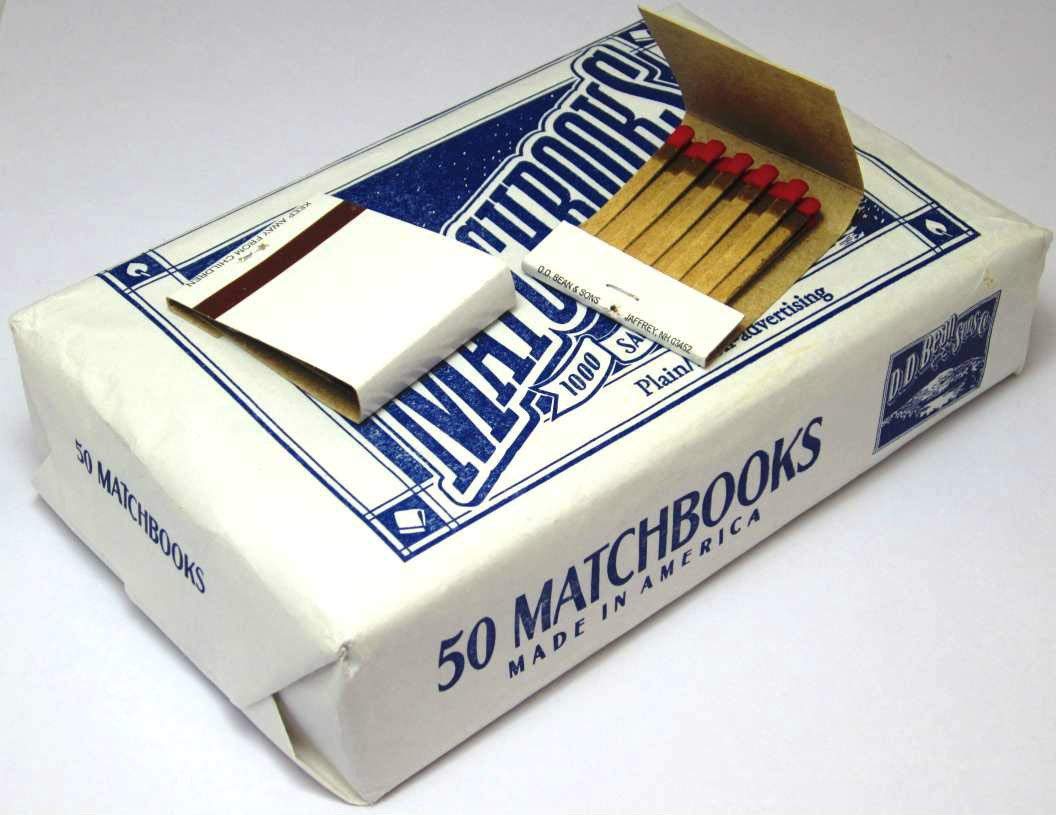 D.D. Bean & Sons Matchbooks, 50 Packs of 20 Matches, Classic White, Made in USA, 2, 2 Pack