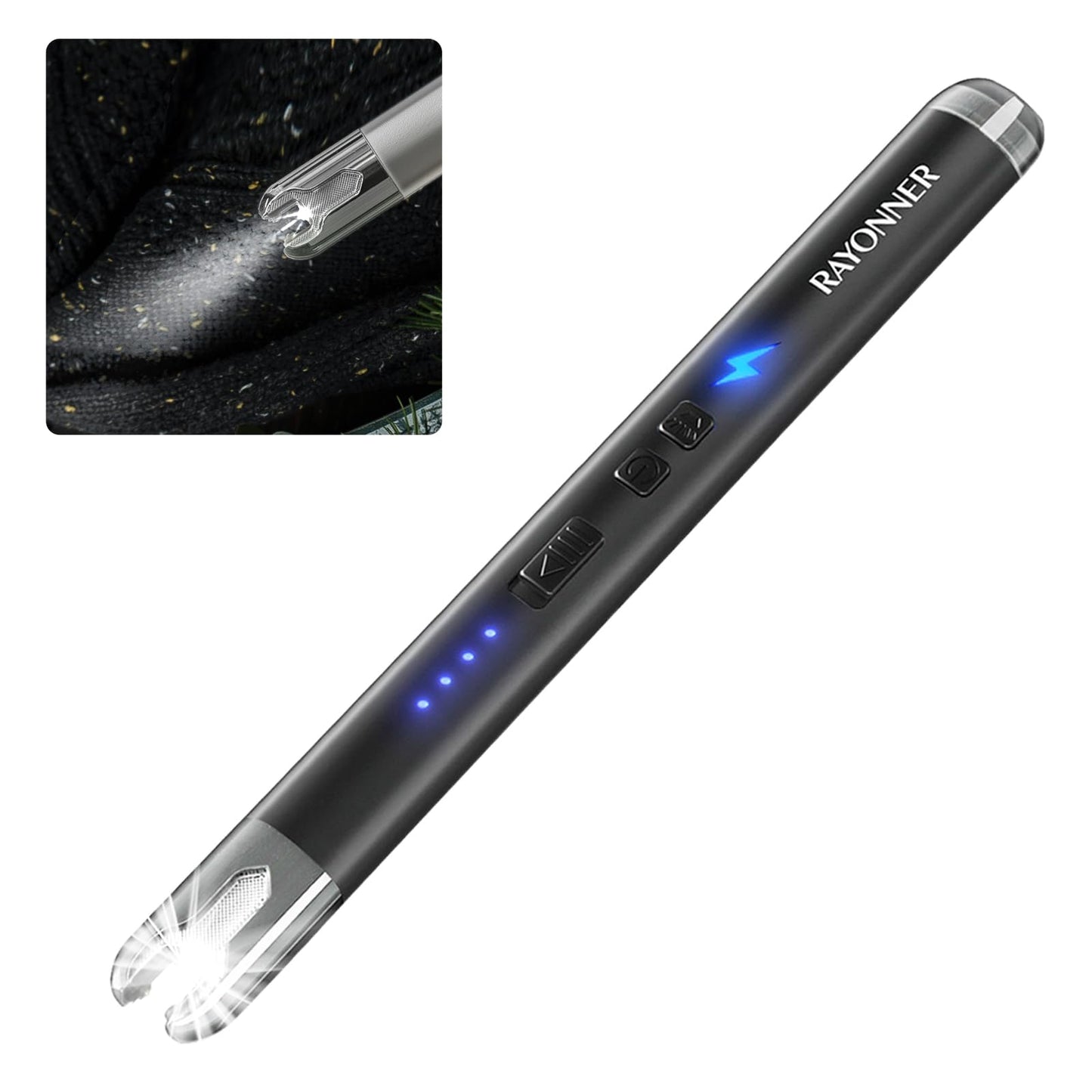 RAYONNER Lighter Electric Candle Lighters with Flashlight Windproof & Flameless USB Rechargeable with Safety Switch