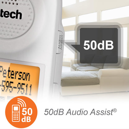 VTech SN5147 Amplified Corded/Cordless Senior Phone with Answering Machine, Call Blocking, 90dB Extra-Loud Visual Ringer, One-Touch Audio Assist on Handset up to 50dB, White