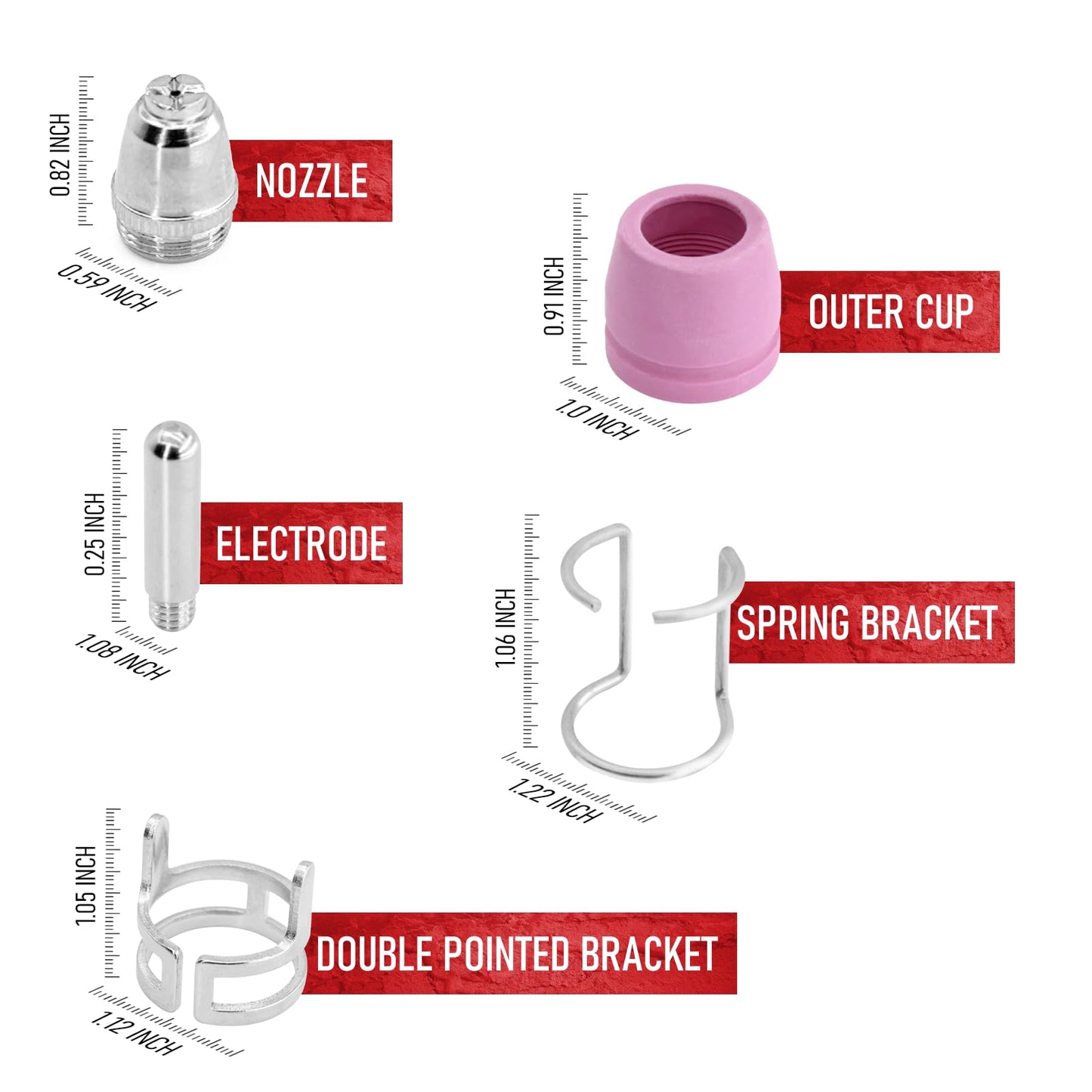 RX WELD 64PCS AG60P Plasma Cutter Torch Consumables Electrode Nozzles Cups Kit Galvanized Copper Ceramic AG-60 Consumables