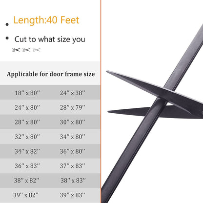 Black Rubber Weather Stripping Door Seal Strip, D Shape Door Rubber Weather Seal Strip, SelfAdhesive Door Weatherstripping Soundproofing Door Sealing Strip for Windows (23 feet, Black)