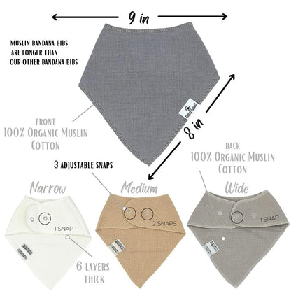 DiaperSquad's 10-Pack Baby Bibs for Drooling and Teething, Bibs for Boys, Baby Girl - Solid Cotton Baby Drool Bibs (Neutral - 100% Muslin)