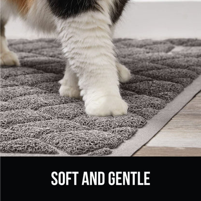 GORILLA GRIP Cat Litter Box Mat, Water Resistant, US Designed Kitty Litter Trapping Mats, Easy to Clean, Scatter Control, Less Mess and Clean Floors, Kitten Supplies for Indoor Cats, 24x17 Gray