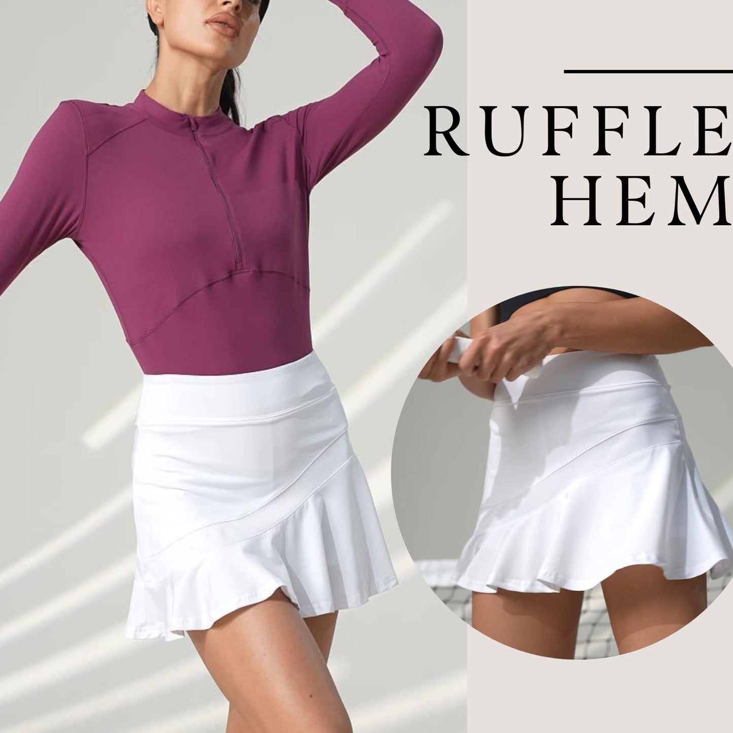 Ekouaer Tennis Skrt for Women Quick Dry Golf Athletic Skort with Pocket Pleated Running Workout Pickleball Summer Skirt,White Medium