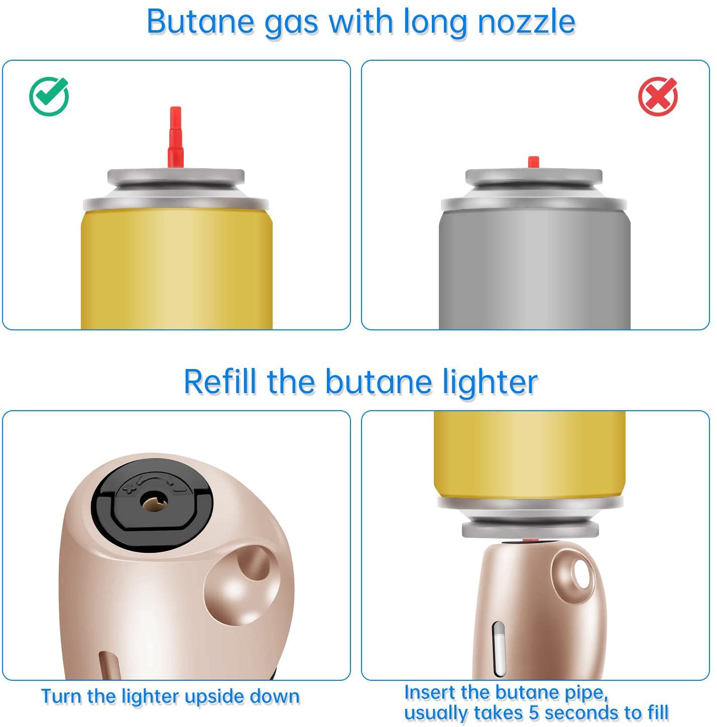 Butane Lighter Torch Long Lighter Jet Flame Windproof Lighter with Visual Fuel Window for Fireplace Kitchen Grill BBQ Camping, Pink (No Butane Included)