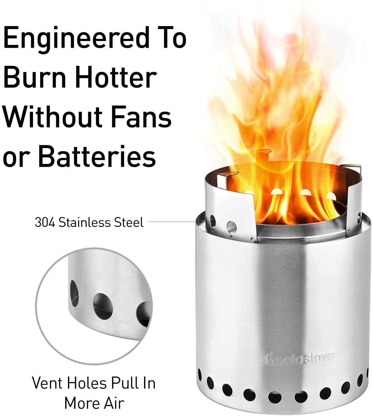 Solo Stove Campfire Camping Stove Portable Stove for Backpacking Outdoor Cooking Great Stainless Steel Camping Backpacking Stove Compact Wood Stove Design-No Batteries or Liquid Fuel Canisters Needed