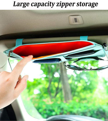SEMBEM Car Sun Visor Organizer - Auto Interior Accessories with Pocket Organizers, Registration & Document Holder, Storage Pouch, Blue