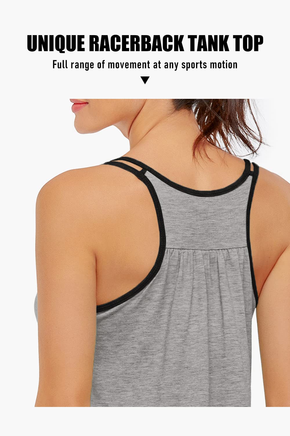 Yoga Workout Casual Relaxed fit Loose Tank top Sports Shirts Gym Fitness Athletic Exercise Tops Summer 2025 Grey