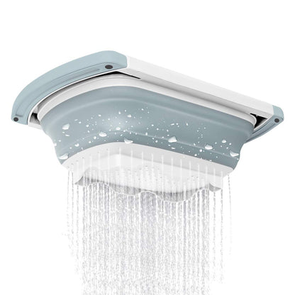 Qimh Collapsible Colander | Over The Sink Silicone Kitchen Strainers and Colanders with Extendable Handles | Veggies, Fruit and Pasta Foldable Strainer for Kitchen, 6-Quart, BPA Free