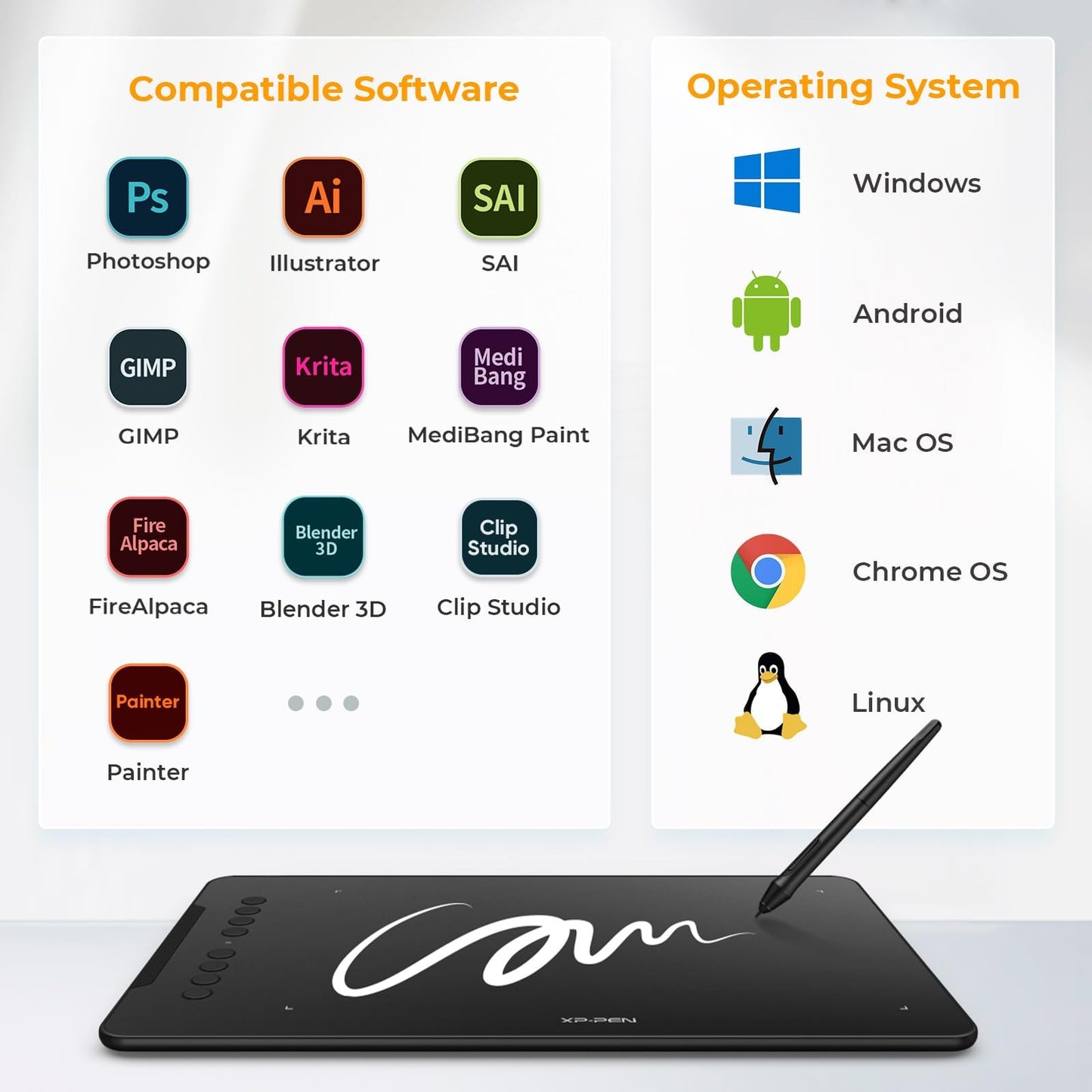 XPPen Updated Deco 01 V3 Drawing Tablet-16384 Levels of Pressure Battery-Free Stylus, 10x6 Inch OSU Graphic Tablet, 8 Hotkeys for Digital Art, Teaching, Gaming Drawing Pad for Chrome, PC, Mac, Android
