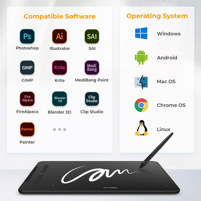 XPPen Updated Deco 01 V3 Drawing Tablet-16384 Levels of Pressure Battery-Free Stylus, 10x6 Inch OSU Graphic Tablet, 8 Hotkeys for Digital Art, Teaching, Gaming Drawing Pad for Chrome, PC, Mac, Android