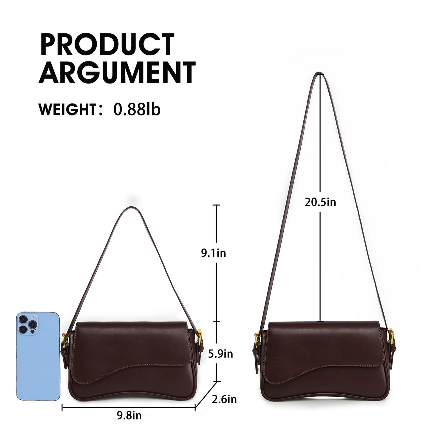 Shoulder Bag for women Clutch Purse Handbag PU Leather Tote Bag with 2 Removable Straps and Zipper Closure Crossbody Bags (A-Coffee Color)