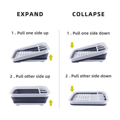 THANSTAR Collapsible Dish Drainer Portable Dinnerware Drainer Organizer for Kitchen RV Campers Travel Trailer Space Saving Kitchen Storage Tray