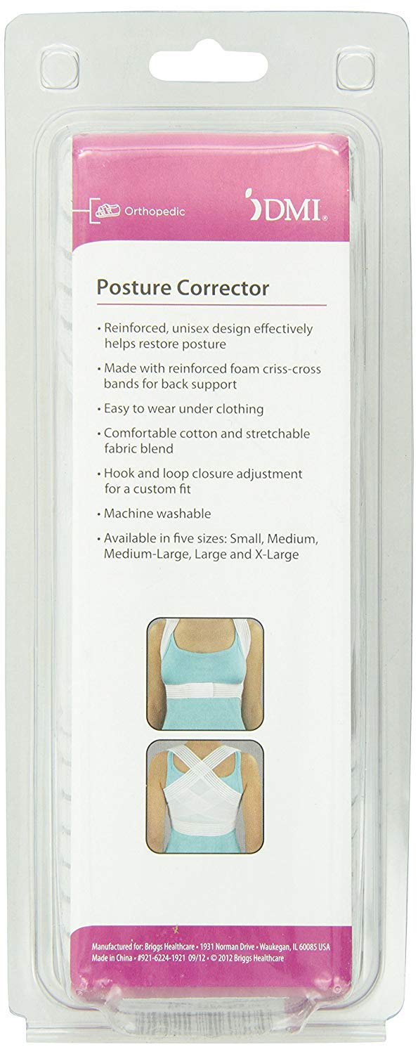 DMI Posture Corrector, Unisex, White, Criss-Cross Foam Bands, Extra Large, 46" to 48" Chest Size