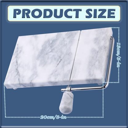 SIPARUI Cheese Slicer, Cheese Cutter Heavy Duty 5" x 8", Polished Marble Cheese Slicer Board for Cut Block Cheeses, Butter, Meats, Other Appetizers (White Grey)
