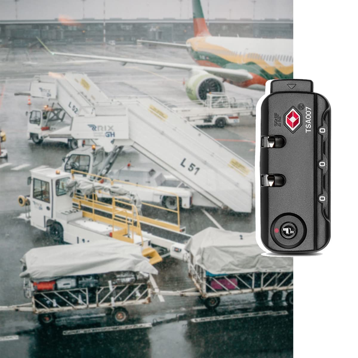 TSA007 Padlock Luggage Travel Lock and 3 Digits Self-Setting A Variety of Different Combinations Luggage Bag Travel Security Code Lock, Black, 2 Pack