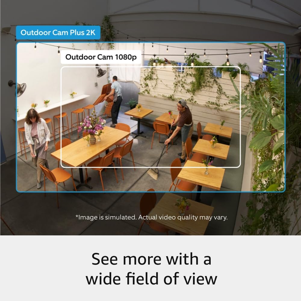 Ring Outdoor Cam Plus, Power over Ethernet (Newest Model) — Wide-Angle 2K Video with Ring Vision, Low-Light Sight for full-color night vision, Mount-anywhere versatility, White