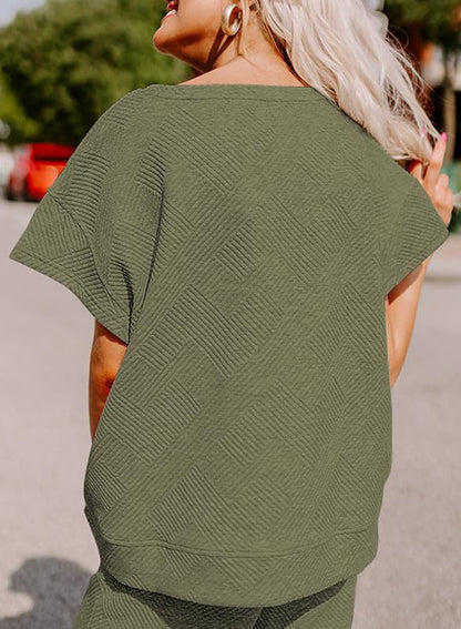 SHEWIN Two 2 Piece Outfits Sweat Suit Lounge Sets for Women Casual Long Sleeve Crewneck Pullover Tops Matching Loungewear Pants Loose Pajama Tracksuit Summer Outfits Army Green XL