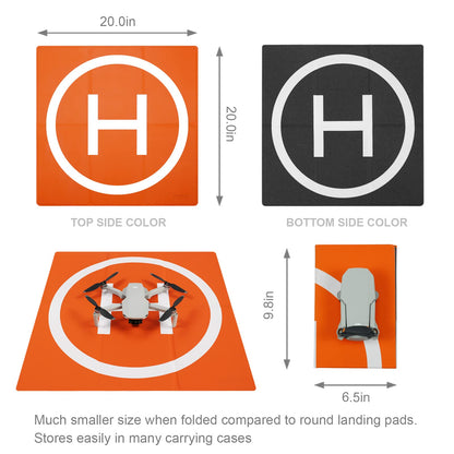 SYMIK LP500 Drone Landing Pad 20 inch (50cm) Double-Sided Waterproof (2x3 fold) Fast-Fold Helipad Weighted Drone Launch Pad for DJI Mavic 4 Pro / Flip / Neo / Mini 4k / Mini 4 Pro / Mini 3 / Air 3S / Avata 2 / Mavic 3 Pro