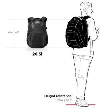 Swissdigital Design Men's Laptop Backpack for College and Business Travel with Integrated USB Charging Port and RFID Protection Fits Laptops up to 15.6 in, Black | J14-BR