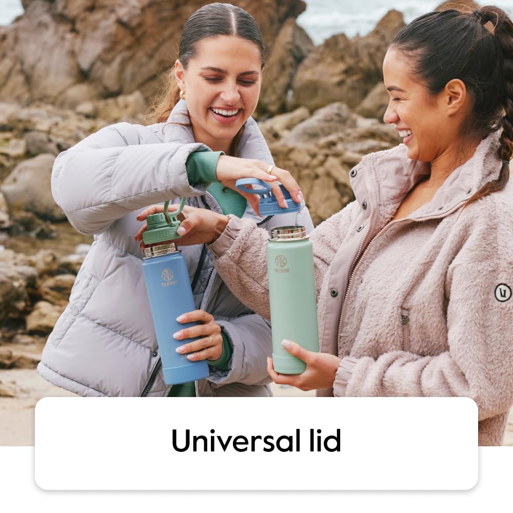 Takeya Actives Insulated Stainless Steel Water Bottle with Spout Lid, 32 Ounce, Midnight