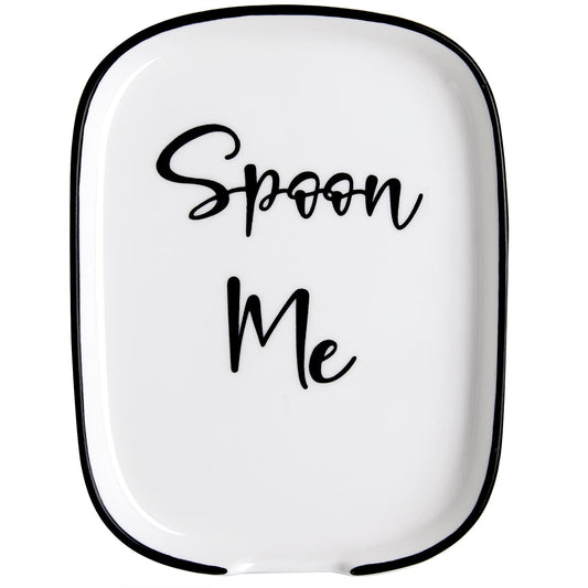 Ceramic Spoon Rest for Stove Top, Large Spoon Holder for Kitchen Counter, White Coffee Spoon Rest, Heat-Resistant Cooking Utensil Rest, Modern Farmhouse Kitchen Décor