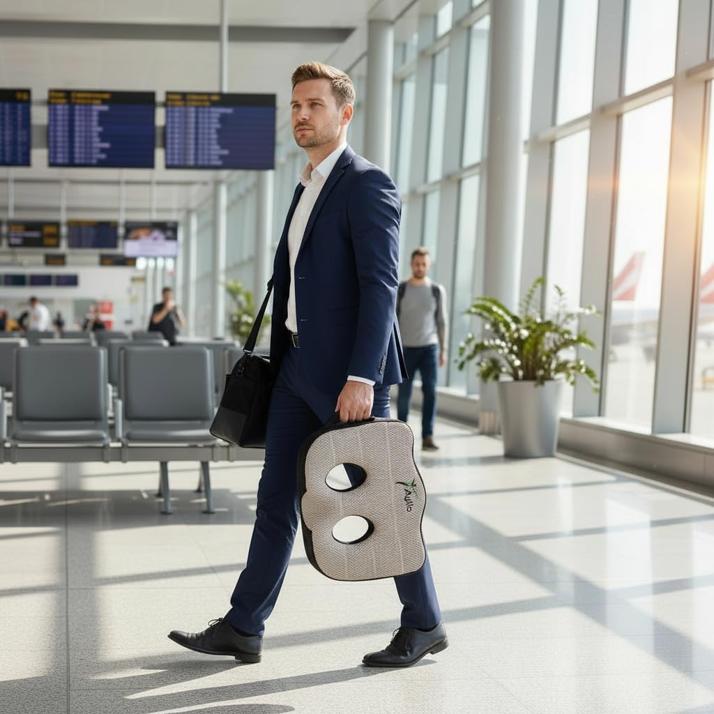 Aylio Socket Seat Cushion for Sit Bone and Back Pressure Relief, Butt, Tailbone, Hip, Hamstring, Posture Support - Firm Memory Foam Comfort Ischial Tuberosity Pillow for Desk Chair or Car