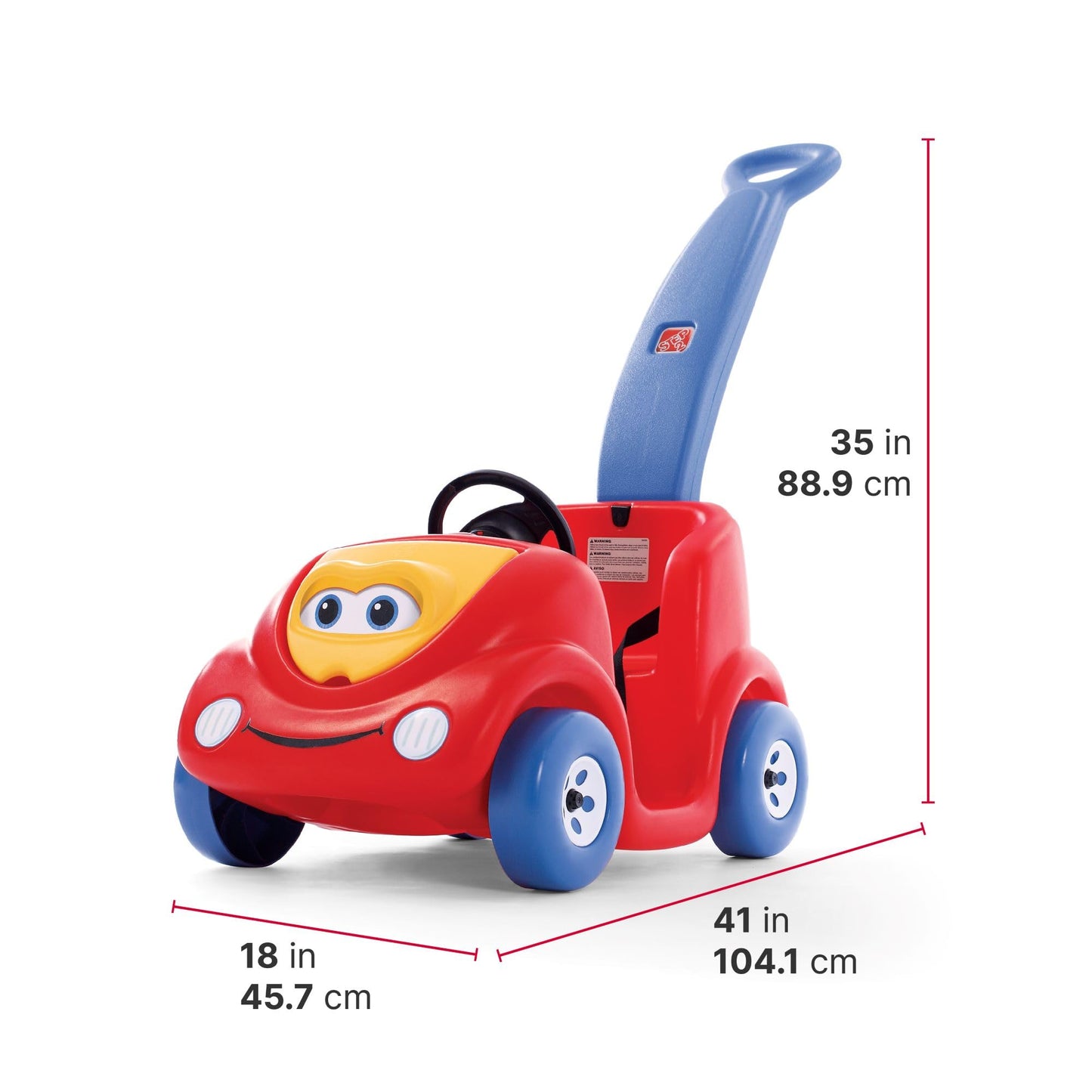 Step2 Push Around Buggy Kids Push Car, Ride On Toy, Stroller Substitute, Includes Seat Belt & Horn, Made of Durable Plastic, Max Weight 50 lbs., For Toddlers 1.5-4 Years Old, Red