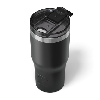RTIC 20oz Essential Tumbler with Lid, Insulated, Stainless Steel, Metal, Double Wall Vacuum-Insulation, Ceramic Lined, Travel Cup for Iced Coffee, Tea, Hot and Cold Drink, Black