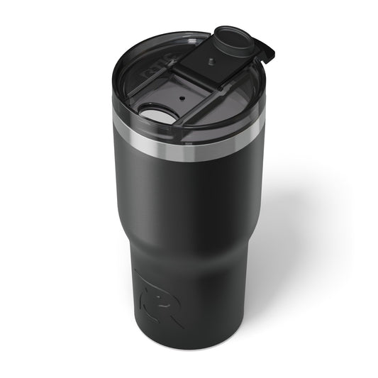 RTIC 20oz Essential Tumbler with Lid, Insulated, Stainless Steel, Metal, Double Wall Vacuum-Insulation, Ceramic Lined, Travel Cup for Iced Coffee, Tea, Hot and Cold Drink, Black