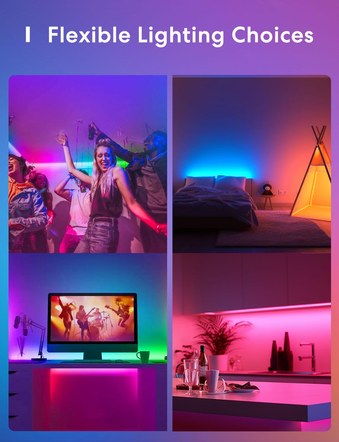 Smart LED Strip Lights Works with Apple HomeKit, 32.8ft WiFi RGB Strip, Compatible with Siri, Alexa&Google and SmartThings, App Control, Color Changing Led Strips for Home, Bedroom, Kitchen, TV, Party