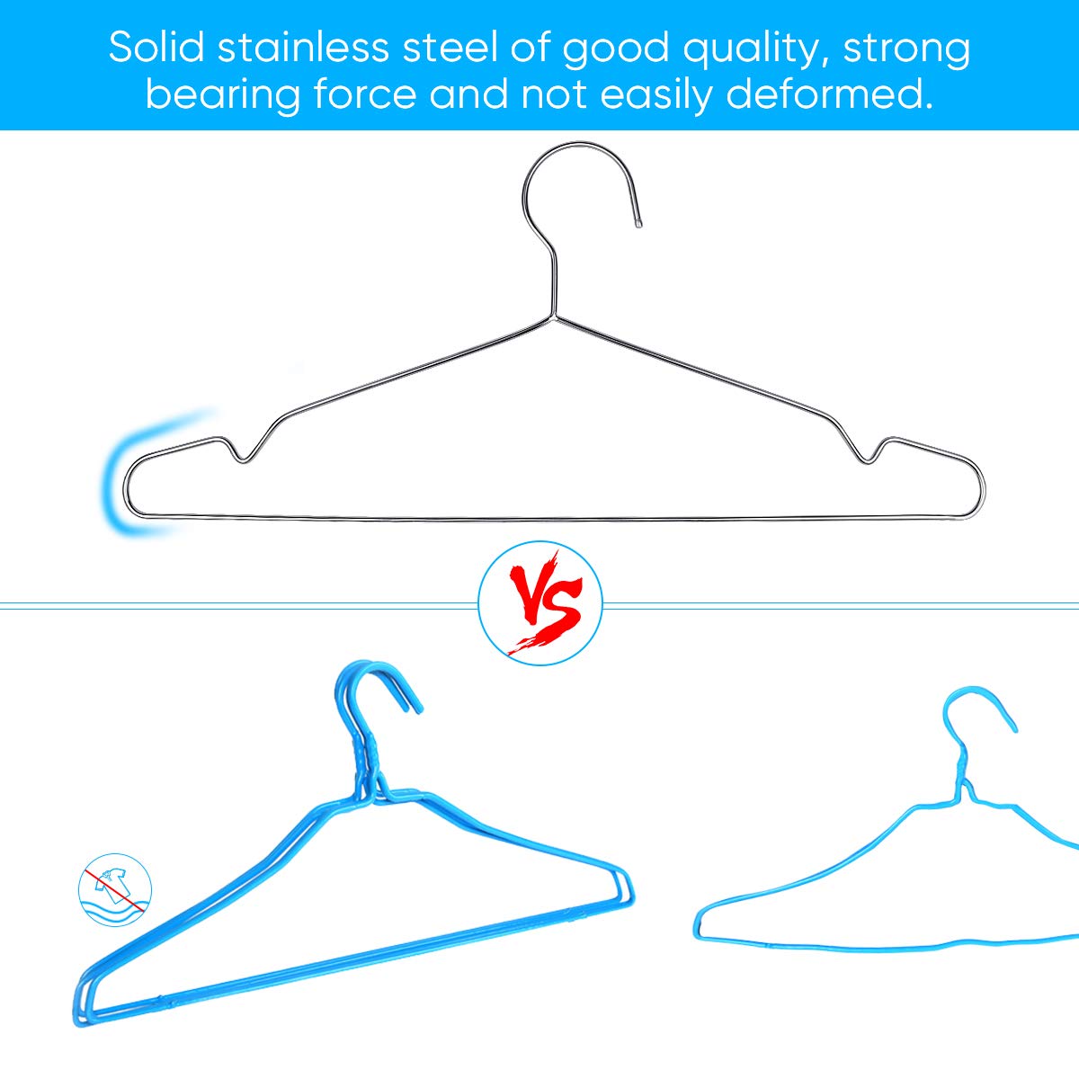 Fayleeko Wire Coat Hangers 40 Pack Strong Heavy Duty Stainless Steel Metal Ultra Thin Space Saving Clothes Hangers 16.5 Inch