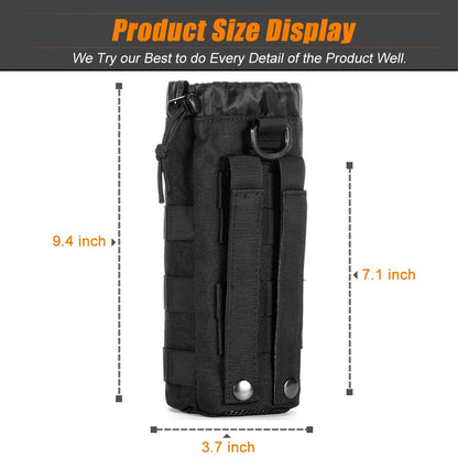 Upgraded Tactical Drawstring Molle Water Bottle Holder Tactical Pouches (NEW-2P Water Pouch)