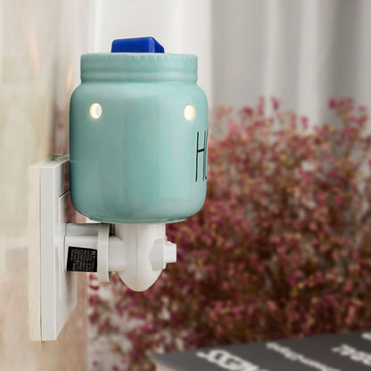 STAR MOON Mason Jar Wax Melt Warmer for Rae Dunn Inspired Decor Candle Warmer Wax Warmer Plug in with One More Bulb Home Decor Wall Decor Blue (Home)