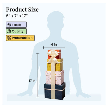 Broadway Basketeers Gift Basket Tower for Birthdays, Appreciation, Thank You, Get Well Soon, Sympathy, Care Package, College, Food Delivery for Women, Men