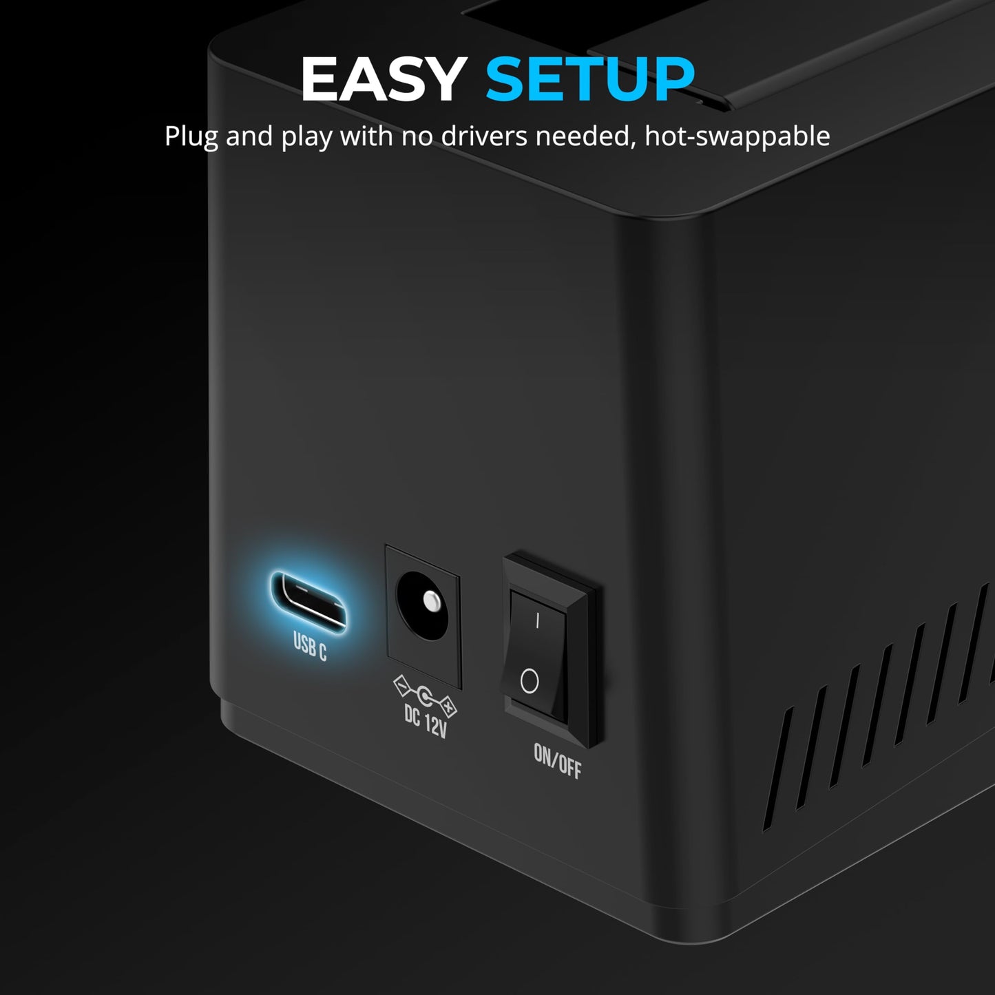 SABRENT USB-C Hard Drive Docking Station, 2.5"/3.5" Inch SATA SSD & HDD Tool Free 10Gbps Docking Station, Hot Swappable, Supports 20TB Drives, for Windows and Mac (DS-UC1B)