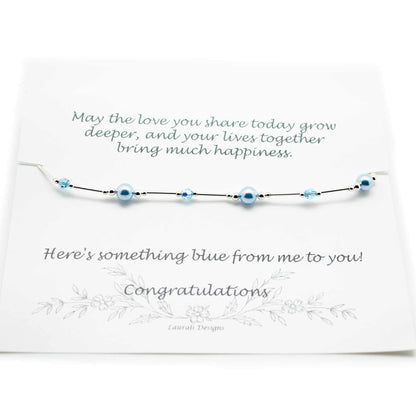 Something Blue Bride Gift Anklet, Sterling Silver and Blue Crystal Pearl and Crystal Wedding (Large 9 1/2" to 11")