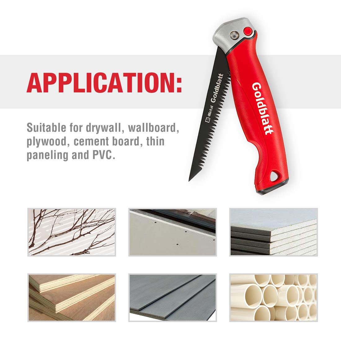Goldblatt Folding Drywall Saw, Jab Saw, Hand Saws with Soft Grip Handle, Sheetrock Saws for Wallboard, Drywall, Plywood and PVC