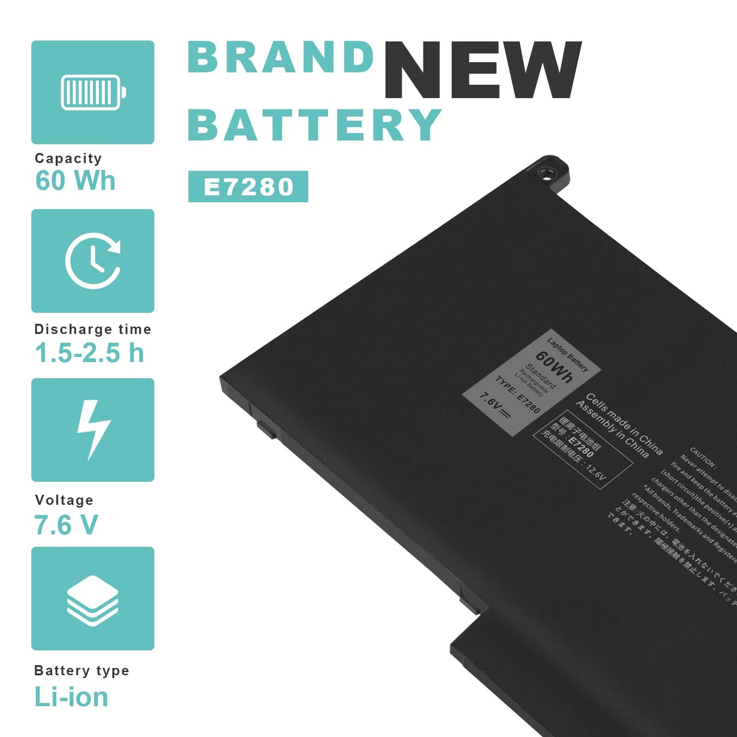 TREE.NB 60Wh F3YGT Replacement Laptop Battery for Dell Latitude 12 7000 7280 7290 13 7380 7390 P29S002 14 7480 7490 P73G002 E7480 E7280 E7290 DM3WC DM6WC 2X39G