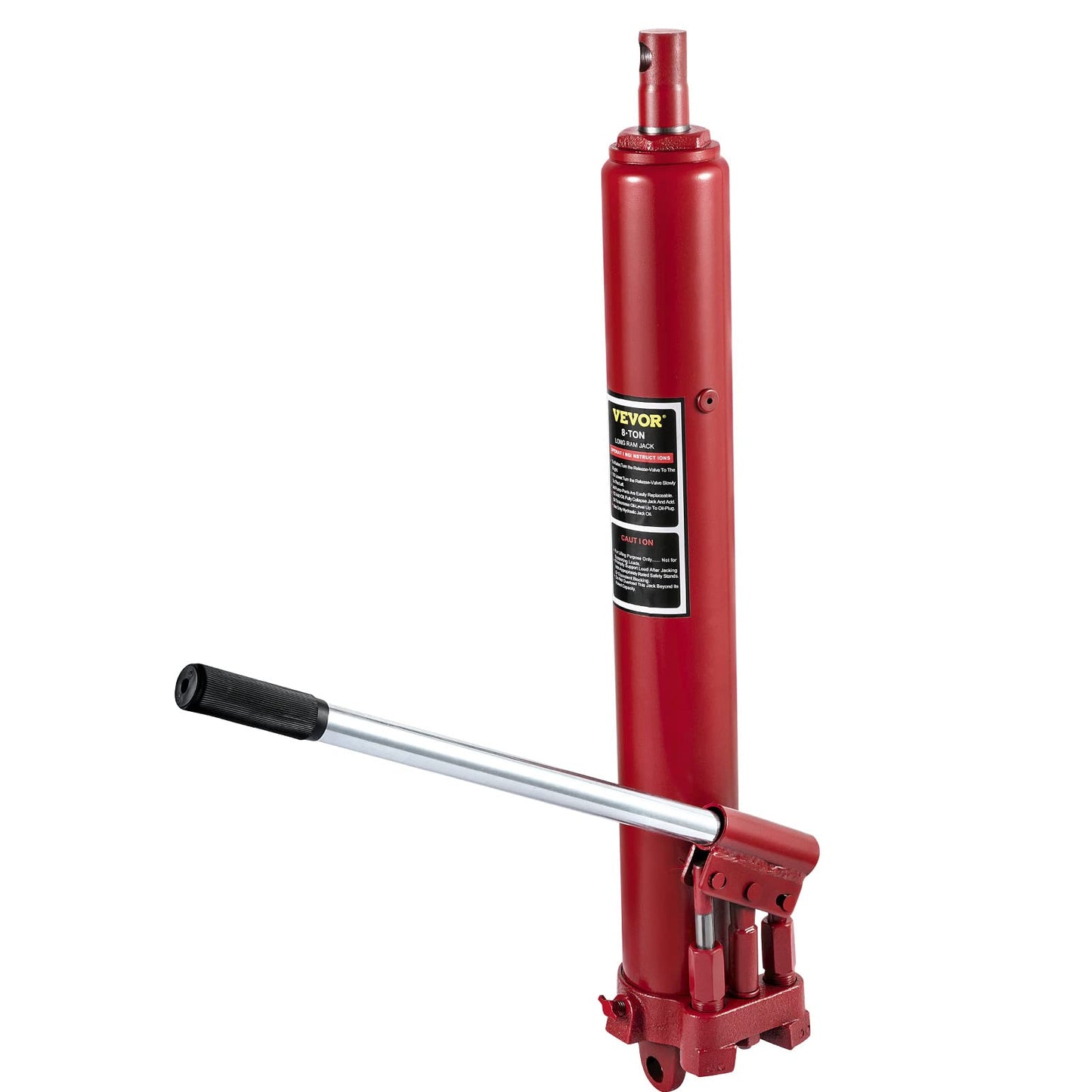 VEVOR Hydraulic Long Ram Jack, 8 Tons/17636 lbs Capacity, with Dual Piston Pump and Clevis Base, Manual Cherry Picker w/Handle, for Garage/Shop Cranes, Engine Lift Hoist, Red