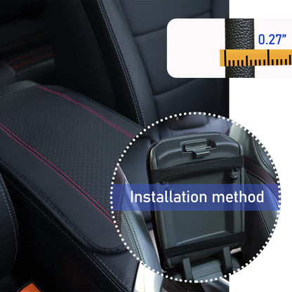 Ziciner Car Center Console Armrest Pad, PU Leather Waterproof Auto Armrest Seat Box Cover Protector, Universal 12.59x 7.24 Inch Vehicles Interior Accessories for Most Car SUV (Black & Pink)