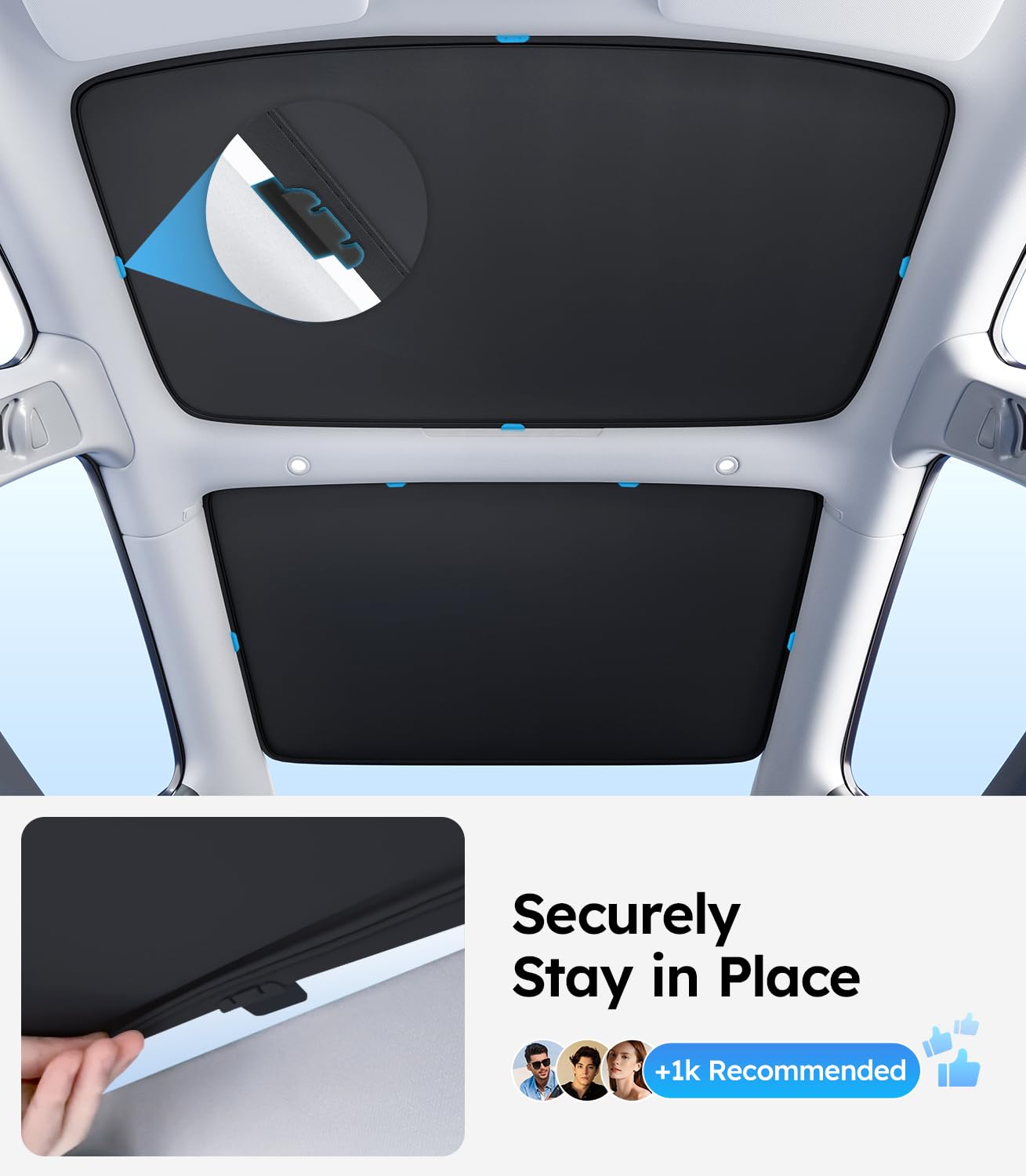 Wigoo 2025 Tesla Model 3 Sunshade Roof [Never Sag, Nano Ice-Crystal Coatings] Heat Reflective Glass Roof Sun Shade, Accessories for Tesla Model 3 2020~2026, Tesla Interior Black