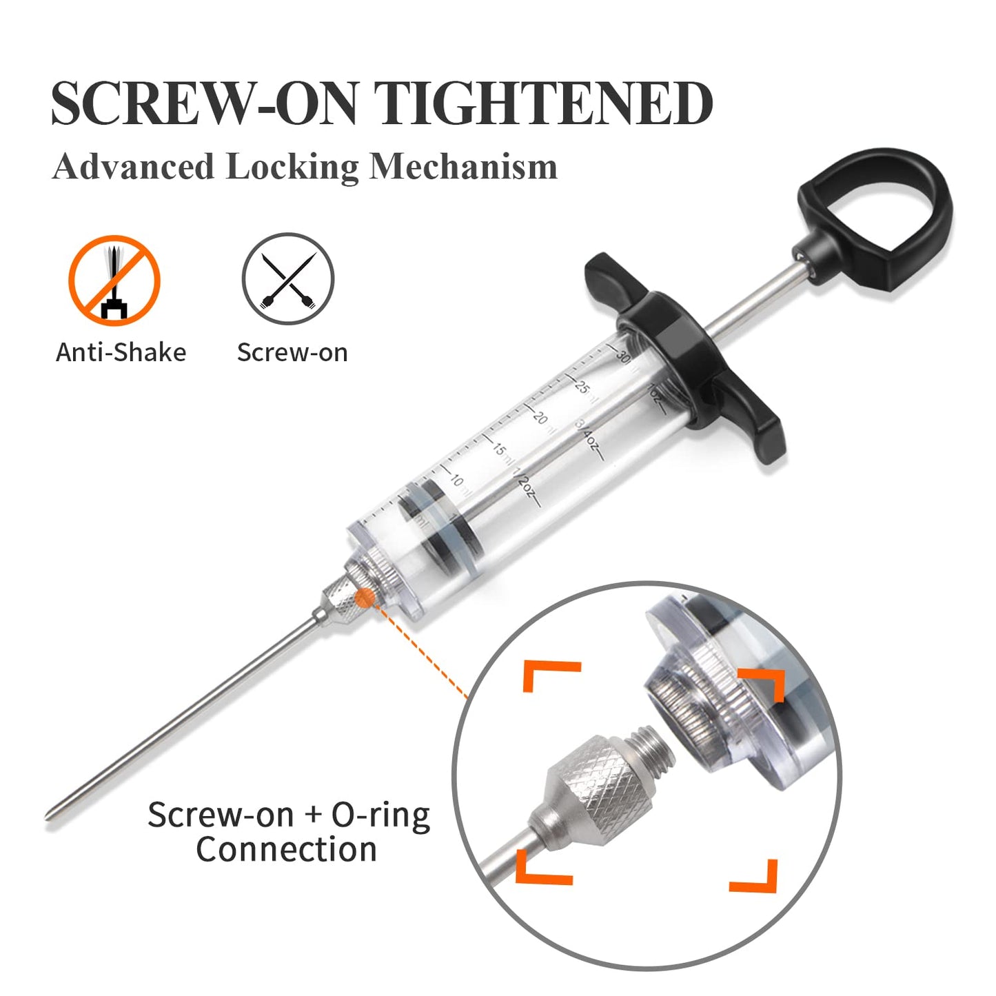 Tri-Sworker Plastic Meat Injector Kit for Smoker with 3 Flavor Food Syringe Needles, Ideal for Injecting Marinade into Turkey, Meat, Brisket; 1-OZ; Including Paper User Manual, Recipe E-Book (PDF)