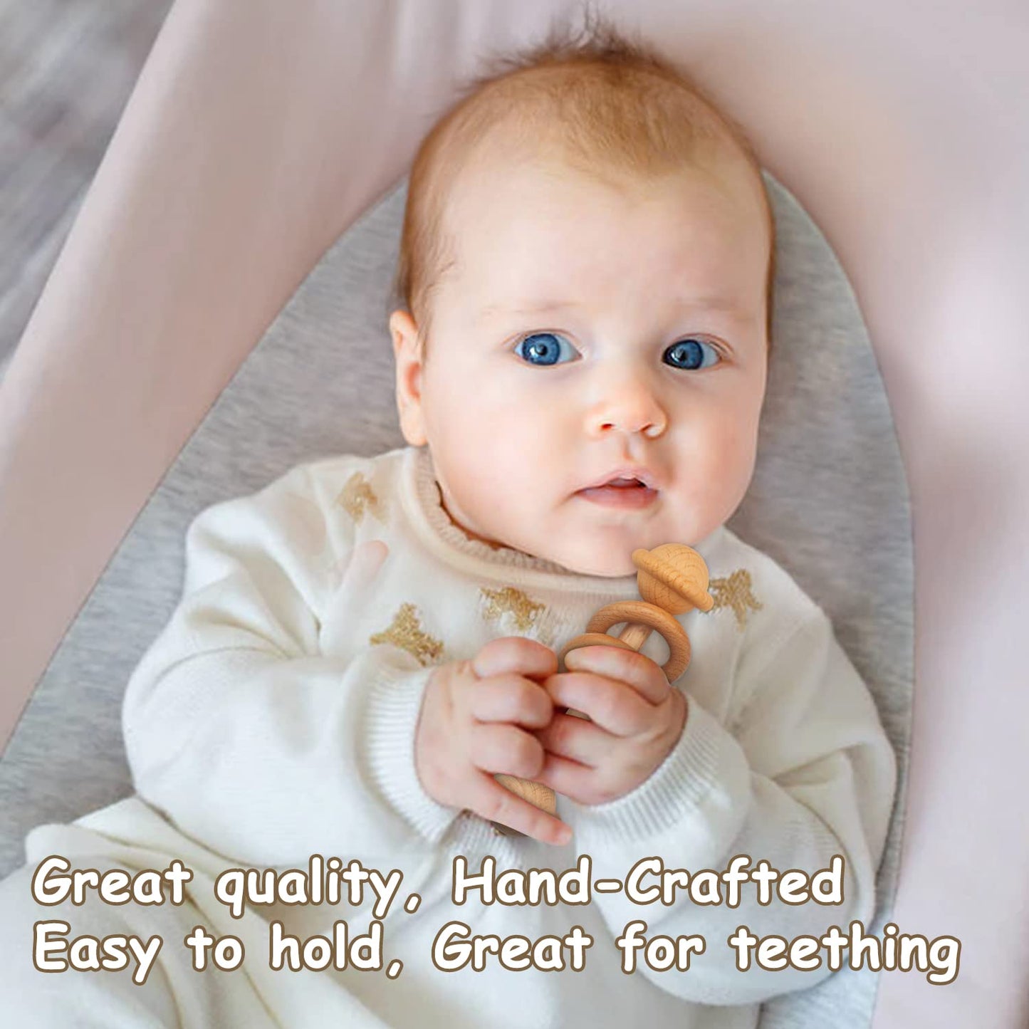 Fvntuey Baby Shower Gifts, Baby Boy Gifts Basket Includes Newborn Blanket Baby Lovey Security Blanket Wooden Rattle Toy, Funny Baby Bibs Socks & Greeting Card - Baby Gift Set Newborn Shower Basket