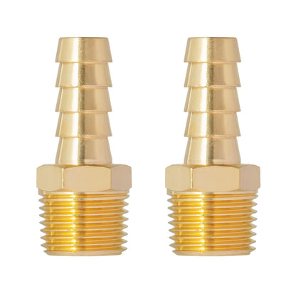 SUNGATOR 3/8'' NPT Brass Hose Barb Fittings, 3/8'' NPT Male Thread to 3/8 Inch Barbed Air Hose Fittings, 3/8 Inch Brass Air Line Repair Connectors for Compressor, Fuel, Oil (2-Pack)